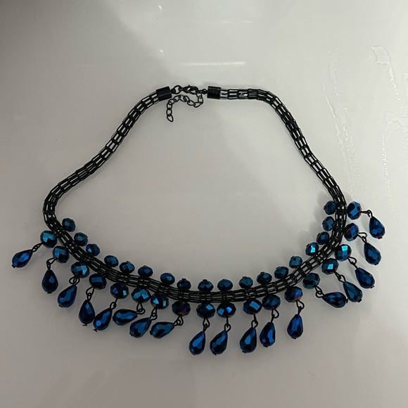 Jewelry - Black And  Blue Teardrop Necklace
